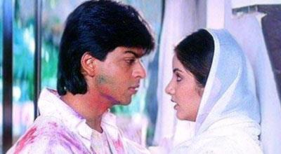 SRK and Divya Bharti in Holi scene in DEEWANA