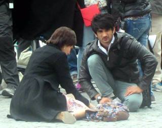 Anushka & Sushant on sets of PK in Belgium