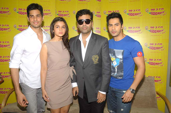 Cast of Student Of The Year for promotion at FM Stations