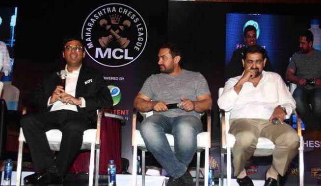Aamir Khan at the launch of the third edition of Maharashtra Chess League