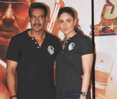 Ajay Devgn and Kareena Kapoor Khan at the trailer launch of Singham Returns