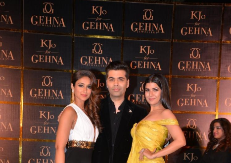 Karan Johar along with Ileana D'cruz and Nimrat Kaur unveil his jewellery collection for Gehna