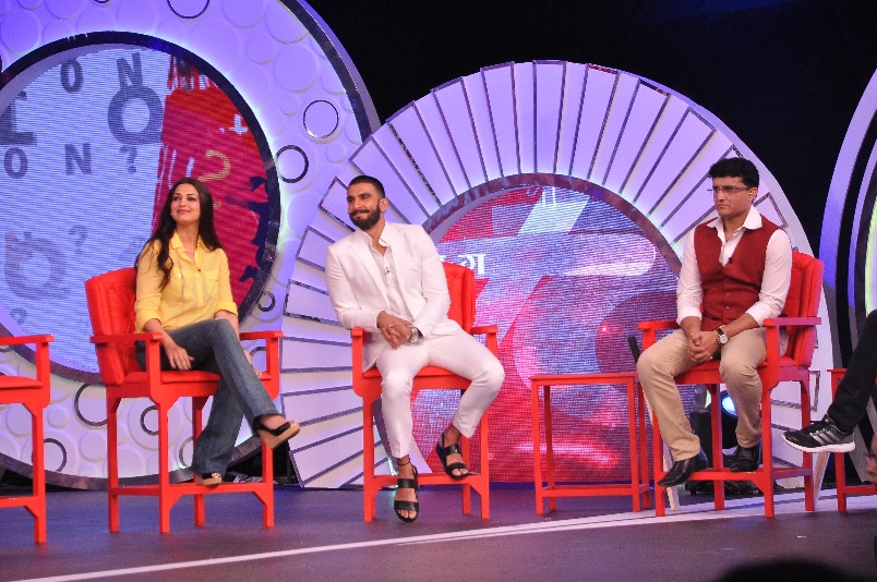 Sonali Bendre, Ranveer Singh and Saurav Ganguly at NDTV's initiative Support My School Campaign