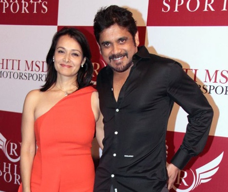 Tabu & Nagarjuna at Mahendra Singh Dhoni Bike Racing team launch