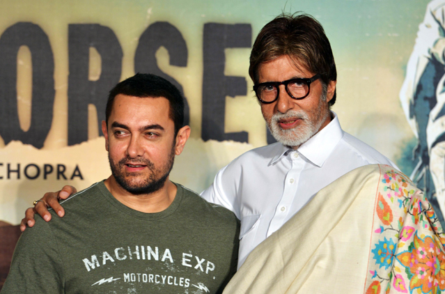 Amitabh Bachchan and Aamir Khan at the trailer launch of 'Broken Horses'
