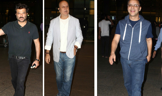 Anil Kapoor, Anupam Kher and Vidhu Vinod Chopra spotted at the airport