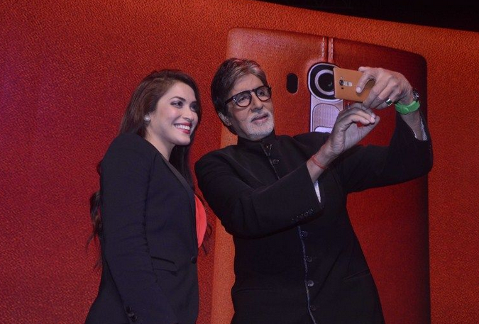 Amitabh Bachchan at the launch of a smart phone