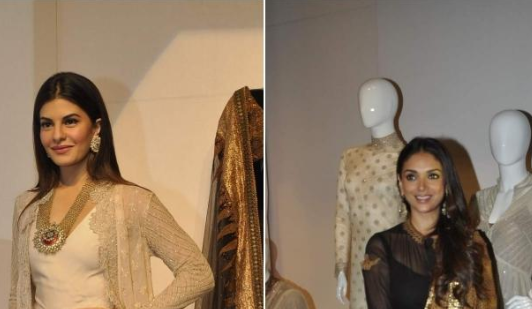 Jacqueline Fernandez and Aditi Rao Hydari at Anand Kabra's fashion installation