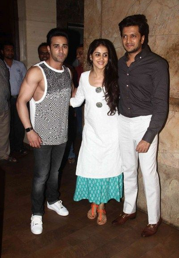 Pulkit Samrat, Genelia Deshmukh, Riteish Deshmukh and others at the screening of 'Bangistan'