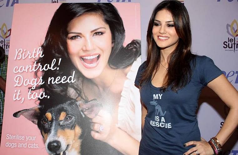 Sunny Leone adopt a stray dog PETA Event