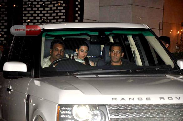Salman and Karishma driving off from the venue