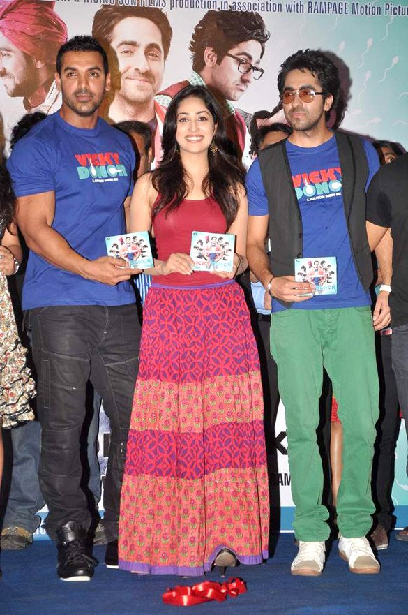 John Abraham, Ayushmann Khurana & Yami Gautam at Vicky Donor Music Launch Party 2