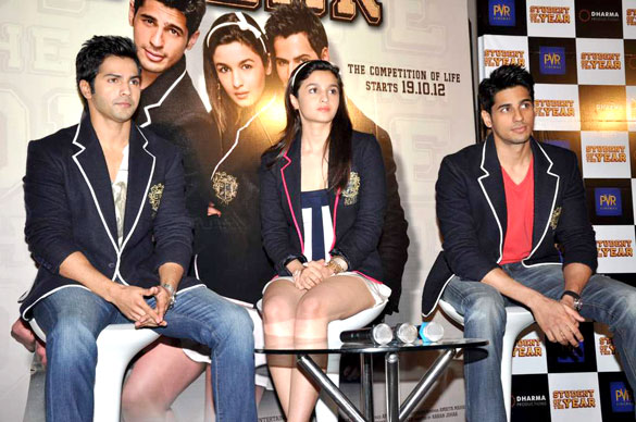 Siddharth Malhotra Varun Dhawan & Alia Bhatt at First look launch of Student Of The Year