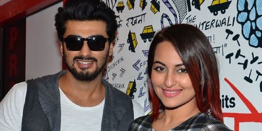 Sonakshi Sinha and Arjun Kapoor promoting 'Tevar' at a radio station