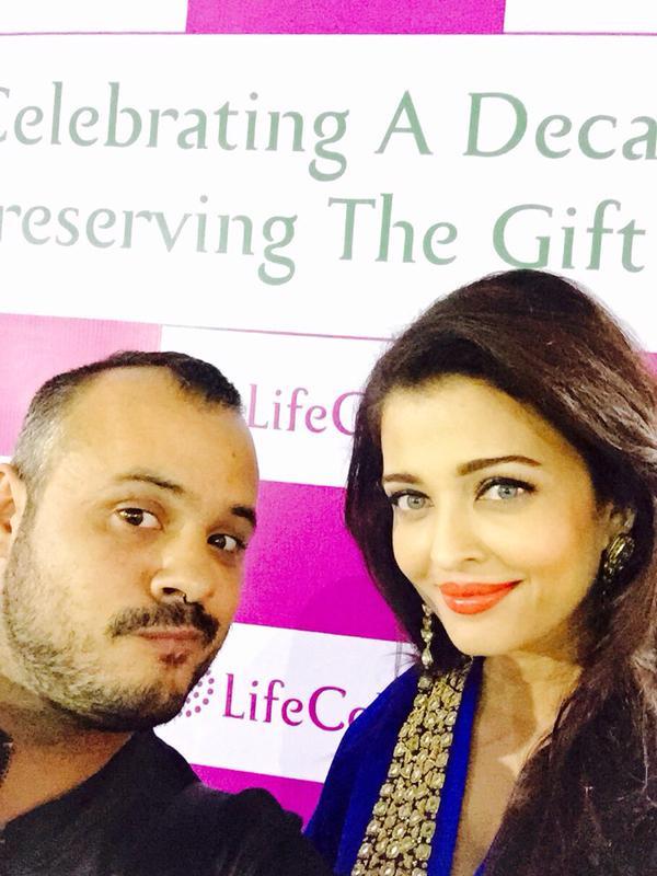 Aishwarya Rai Bachchan clicks a selfie at a LifeCell event