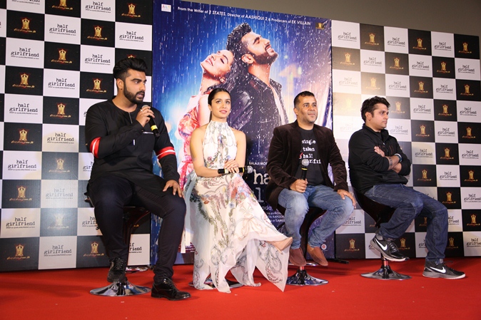 Arjun Kapoor answered the media while Shraddha, Mohit and Chetan looked on