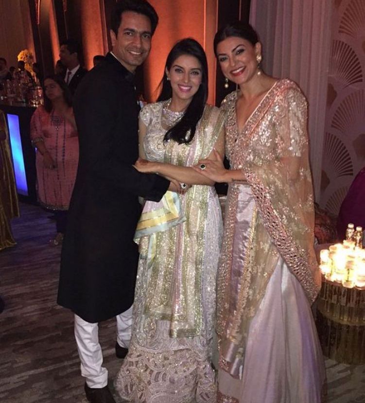 Asin and Rahul Sharma's wedding reception with Sushmita Sen