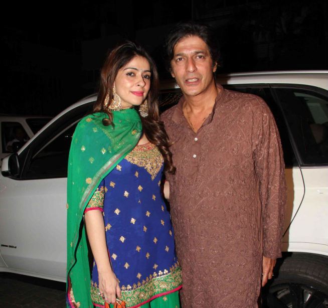Chunky Pandey and wife Bhavna pose at Anil's residence on Diwali