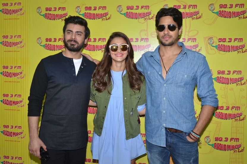 Sidharth Malhotra, Alia Bhatt and Fawad Khan promote 'Kapoor & Sons' at a radio station