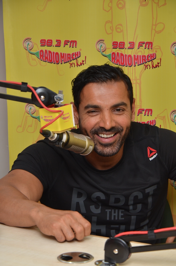 John Abraham promotes 'Rocky Handsome' at a radio station