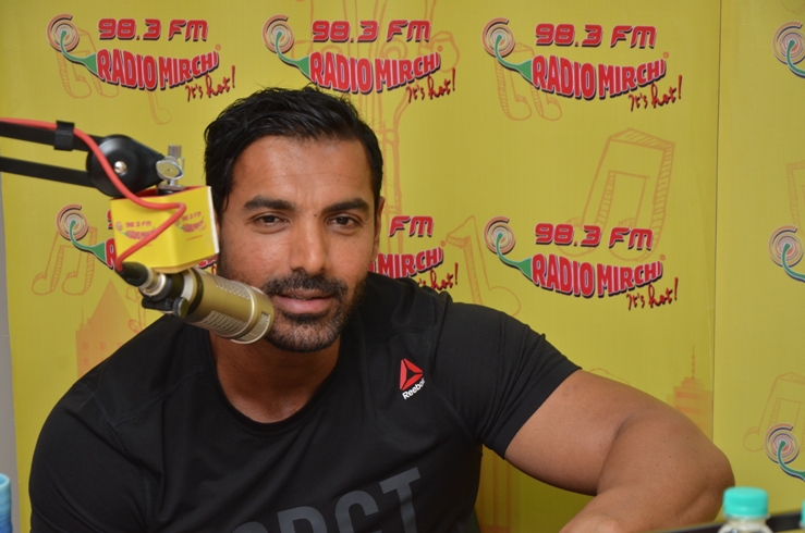 John Abraham promotes 'Rocky Handsome' at a radio station