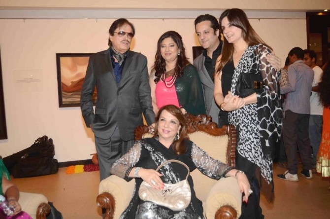 Sanjay and Fardeen Khan with their family at an art exhibition