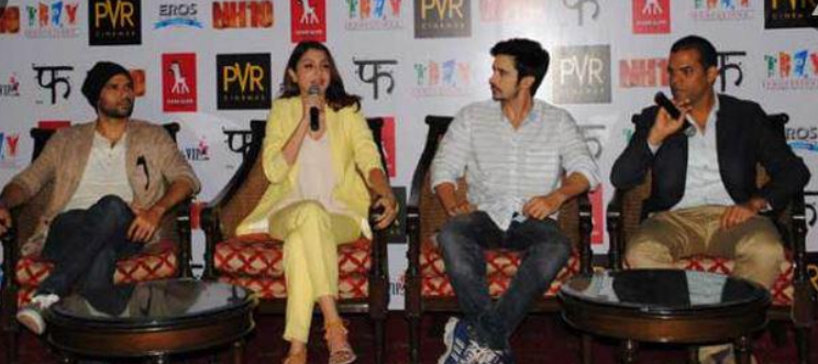 Anushka Sharma interacting with the media in Delhi