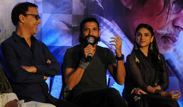 Farhan Akhtar interacting with the media at 'Wazir' press conference