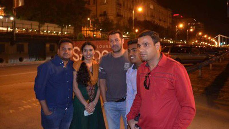 Salman Khan poses with his fans