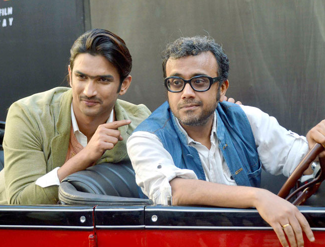 Sushant and Dibakar Banerjee pose for the shutterbugs at the 2nd trailer launch of 'Detective Byomkesh Bakshy'