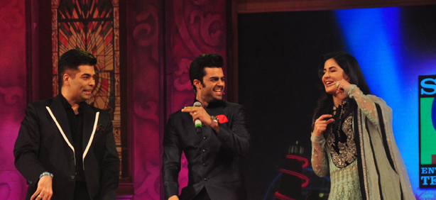 Karan Johar, Manish Paul and Katrina Kaif have some fun time at Umang 2015