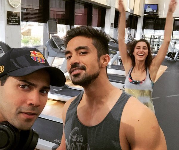 Varun Dhawan with Saqeeb Saleem and Nargis Fakhri