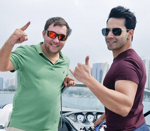 Varun Dhawan with his trainor at Dhishoom shoot