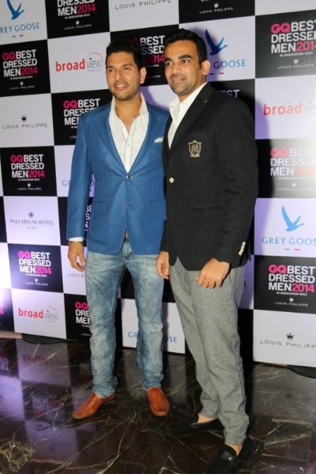 Yuvraj Singh and Zaheer Khan at GQ Best Dressed Men 2014