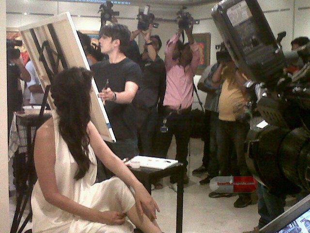 Ali Zafar Painting Aditi Rao Haydri At Promotion Event For London Paris New York 1