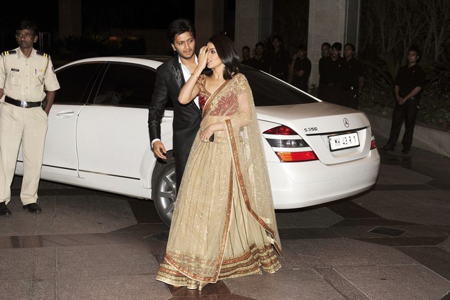 Riteish Deshmukh with his wife Genelia at Sangeet ceremony of Eshaa Deol 