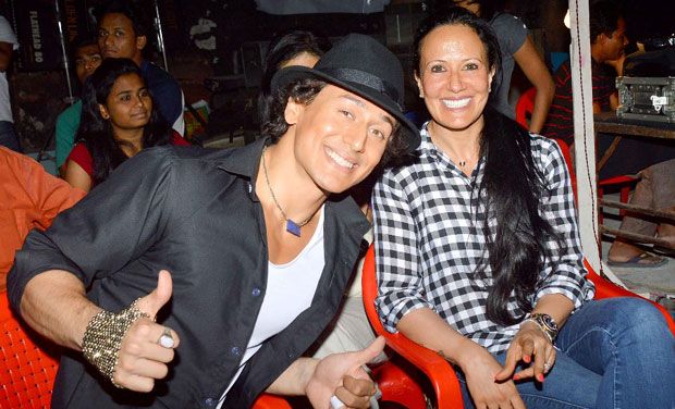 Tiger Shroff with his mother Ayesha during the shooting of his tribute to Michael Jackson